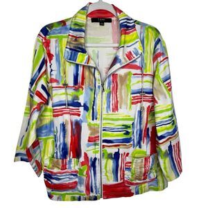 Toni Morgan‎  Art To Wear Jacket SZ XL  Pockets Full Zip Abstract Modern